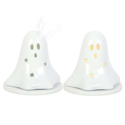 Ceramic Ghost Tealight and Incense Cone Holder.