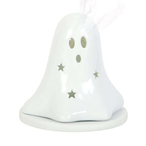 The Fashion Gift Shop: Ceramic Ghost Tealight and Incense Cone Holder for Decor by Spirit of equinox, Tea Light Holder