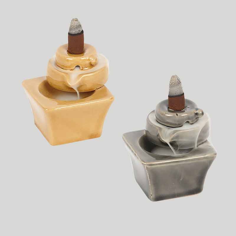 Ceramic Incense Backflow Burner with Crackle Glaze - Backflow Burner by Jones Home & Gifts