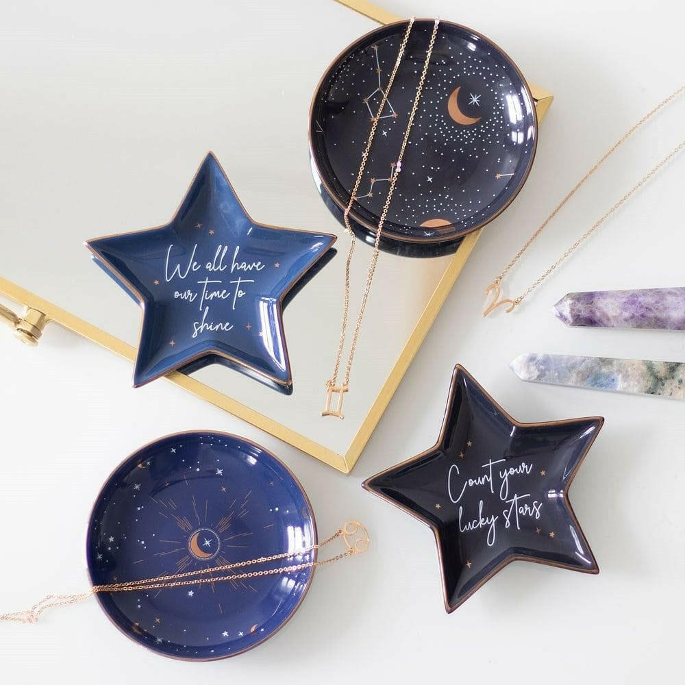 The Fashion Gift Shop: Ceramic Star Sign and Moons Trinket Jewellery Ring Dish by Spirit of equinox, Jewellery Dish