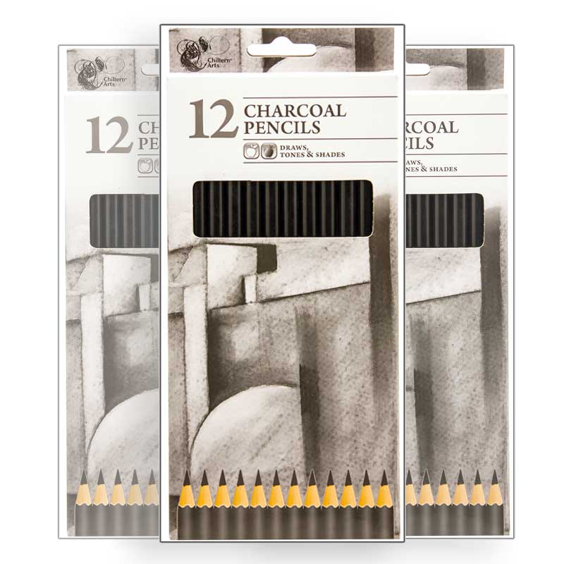Charcoal Art Drawing Pencils - Pack of 12 - Draw, Tone & Shade - Art and Craft by Children's Arts