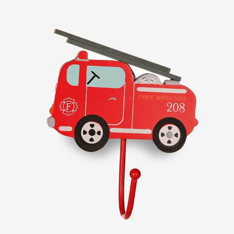 Red fire engine wall hook with long black ladder and red hanging hook