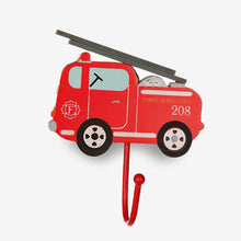 Red fire engine wall hook with long black ladder and red hanging hook