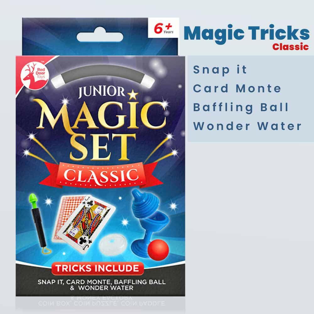 Children's junior magic set classic box, blue packaging with 'Magic Set' label.