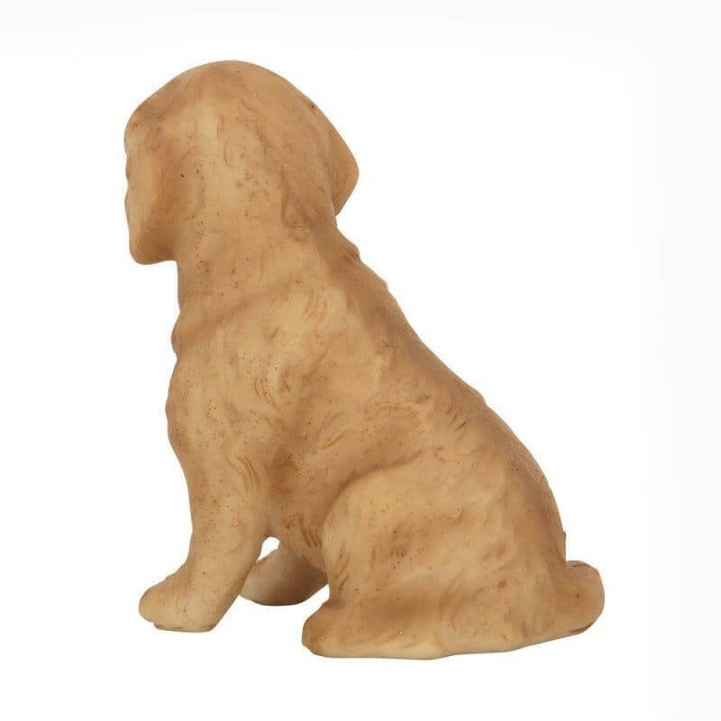 Cockapoo resin dog ornament, tan seated puppy in side view