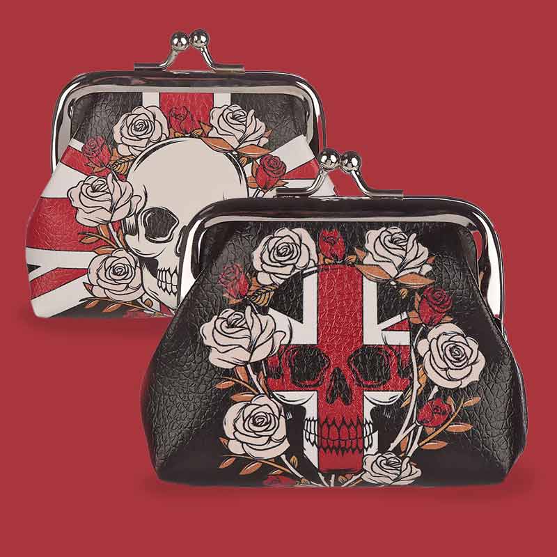 Skull and Rose with Union Jack Flag Coin Purse Wallet - Coin Purses by Puckator
