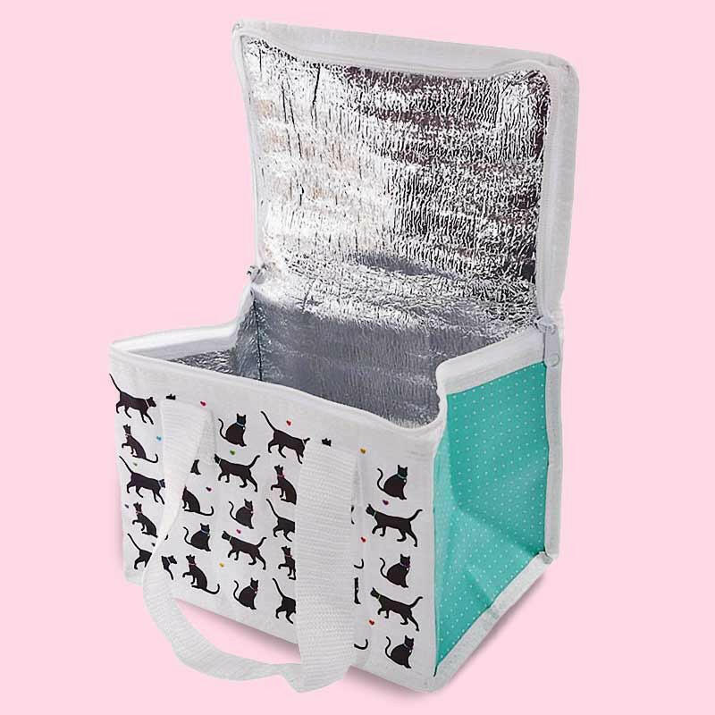 The Fashion Gift Shop: Cat Print Cold Lunch, Picnic, Beach Bag - Keeps Things Cool by Jones Home & Gifts, Insulated lunch bag