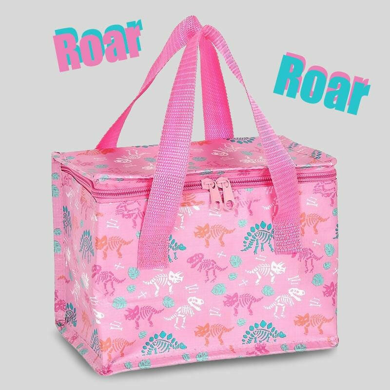 The Fashion Gift Shop: Pink Dinosaur Summer Cooler Bag Eco - Friendly Cold Lunch Bags by Jones Home & Gifts, Insulated lunch bag