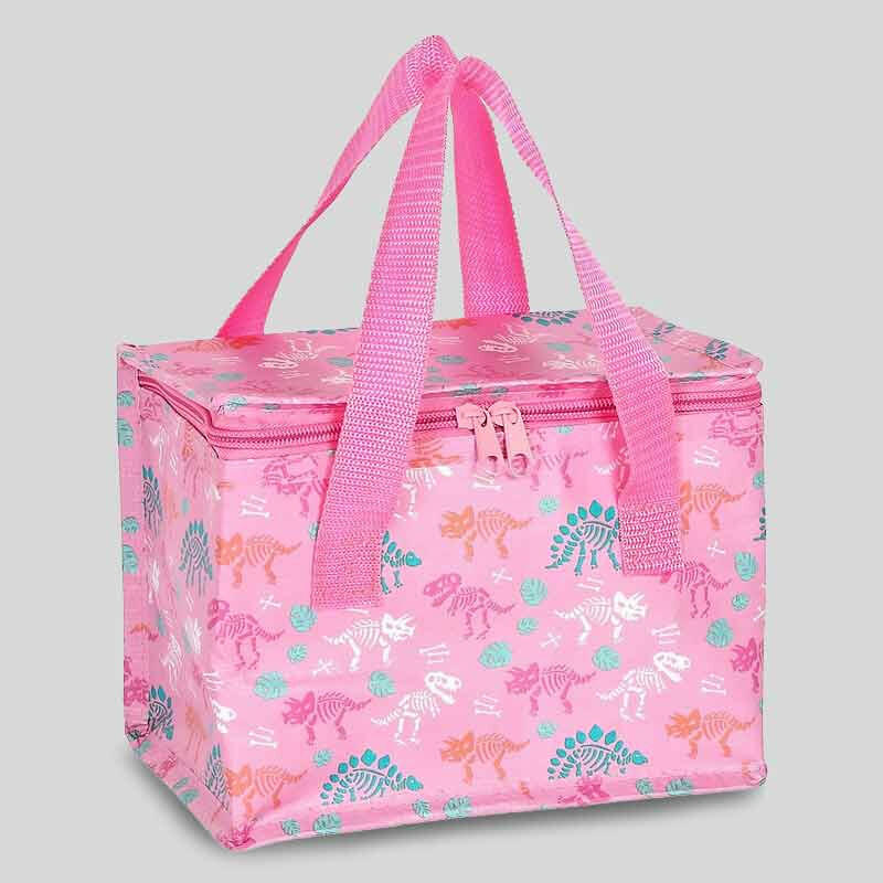 The Fashion Gift Shop: Pink Dinosaur Summer Cooler Bag Eco - Friendly Cold Lunch Bags by Jones Home & Gifts, Insulated lunch bag