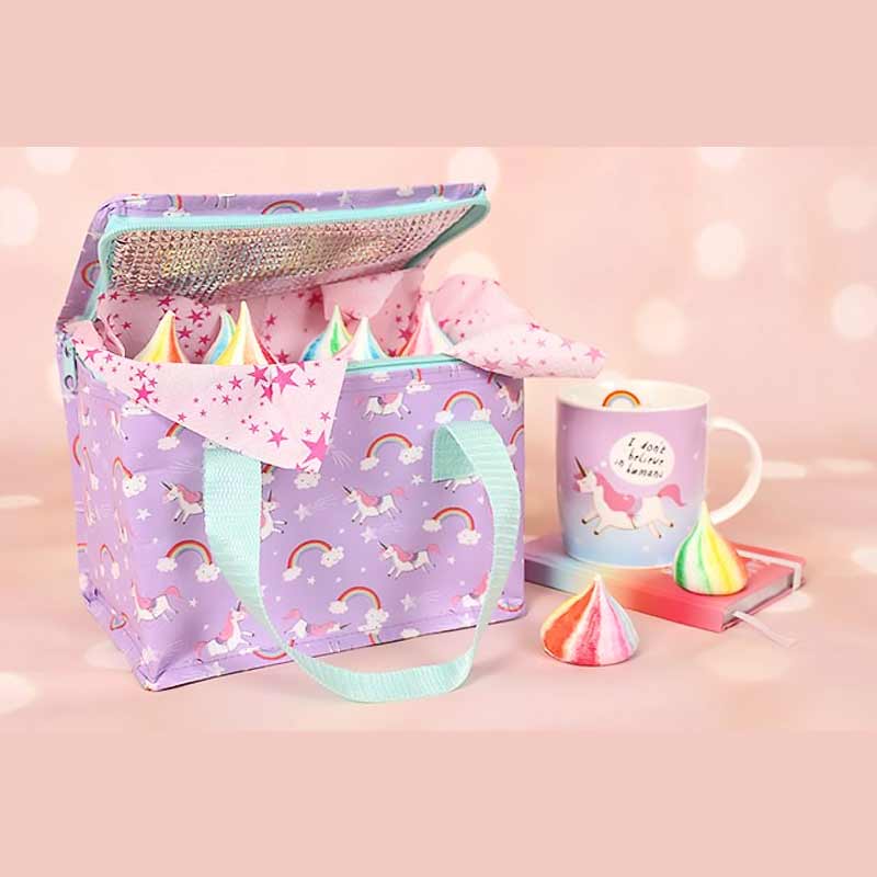 Rainbow Unicorn Shooting Stars Lunch Cooler Bags - Insulated lunch bag by Jones Home & Gifts