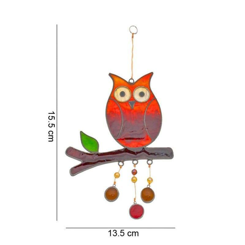 The Fashion Gift Shop: Colourful Owl On A Branch Sun Catcher Ethically Sourced by Jones Home & Gifts, Suncatchers