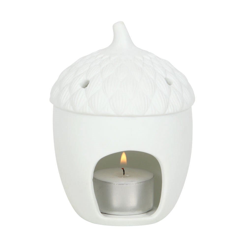Cosy White Acorn Tealight Holder - Tea Light Holder by Jones Home & Gifts