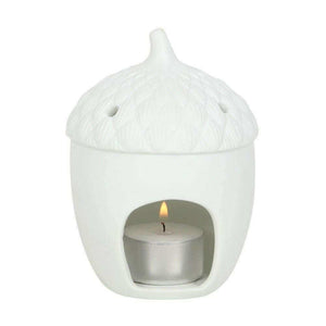 The Fashion Gift Shop: Cosy White Acorn Tealight Holder by Jones Home & Gifts, Tea Light Holder