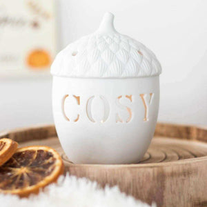 The Fashion Gift Shop: Cosy White Acorn Tealight Holder by Jones Home & Gifts, Tea Light Holder