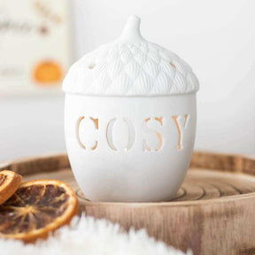 The Fashion Gift Shop: Cosy White Acorn Tealight Holder by Jones Home & Gifts, Tea Light Holder