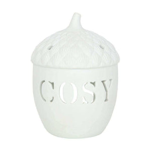 The Fashion Gift Shop: Cosy White Acorn Tealight Holder by Jones Home & Gifts, Tea Light Holder
