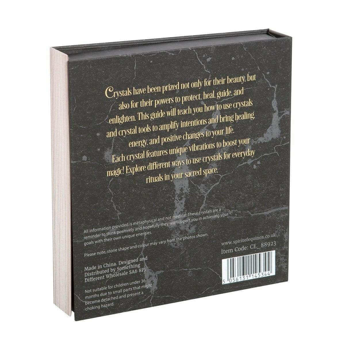 Back of crystal chip bottle gift set box with barcode and product details