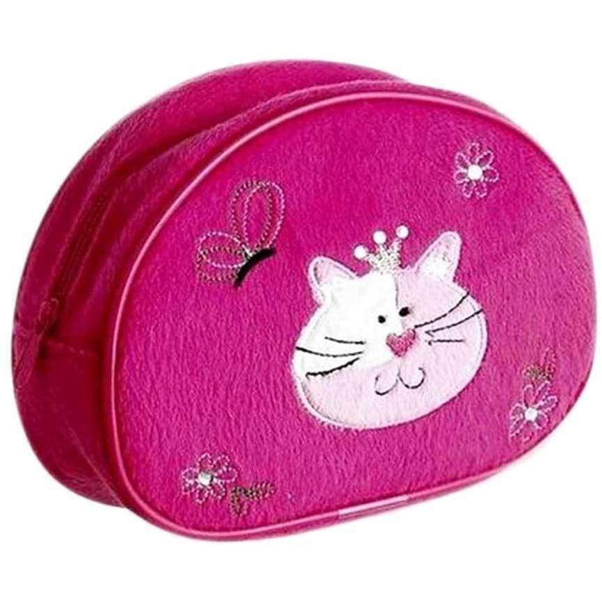 Cute Felt Pink Princess Cat Design Cosmetic Bag - Cosmetic Bags by Fashion Accessories