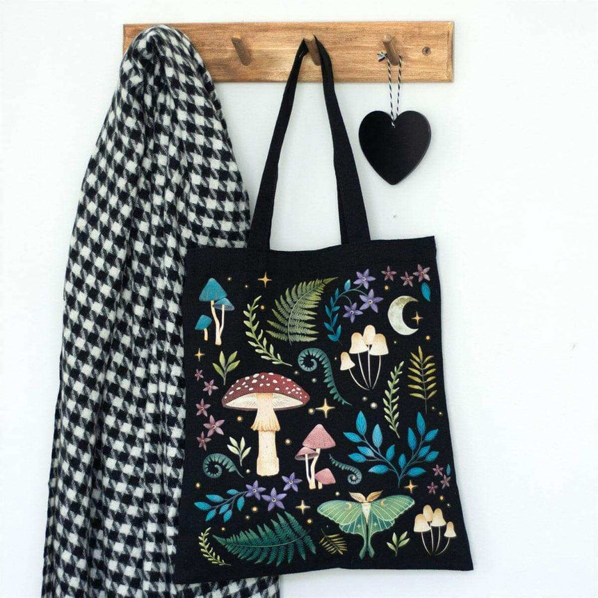 The Fashion Gift Shop: Dark Forest Print Cotton Tote Bag for Eco - Friendly Style by Spirit of equinox, Lunch Boxes & Totes