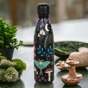 Dark Forest Print Metal Water Bottle, Eco Friendly Mystical Forest - Water Bottles by Spirit of equinox