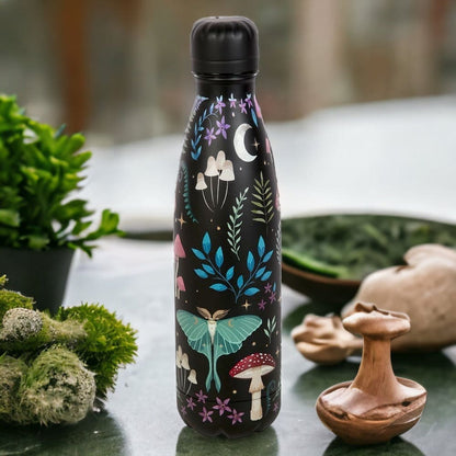 Dark Forest Print Metal Water Bottle, Eco Friendly Mystical Forest - Water Bottles by Spirit of equinox