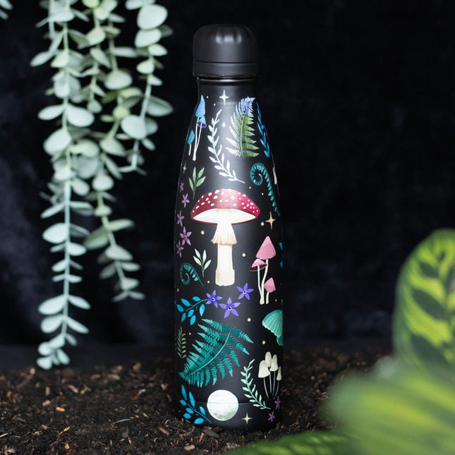 Dark Forest Print Metal Water Bottle, Eco Friendly Mystical Forest - Water Bottles by Spirit of equinox