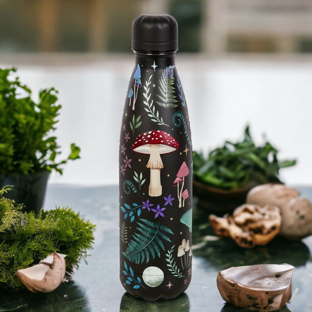 Dark Forest Print Metal Water Bottle, Eco Friendly Mystical Forest - Water Bottles by Spirit of equinox