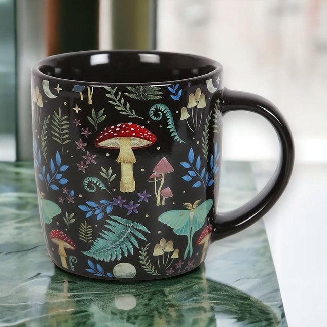 Dark Forest Print Mystical Mushroom Mug - Mugs and Cups by Spirit of equinox