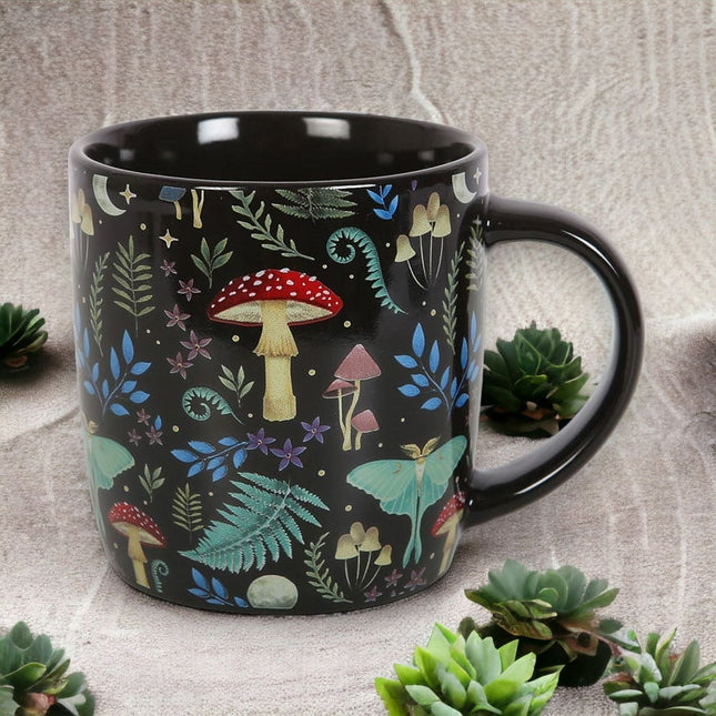 Dark Forest Print Mystical Mushroom Mug - Mugs and Cups by Spirit of equinox