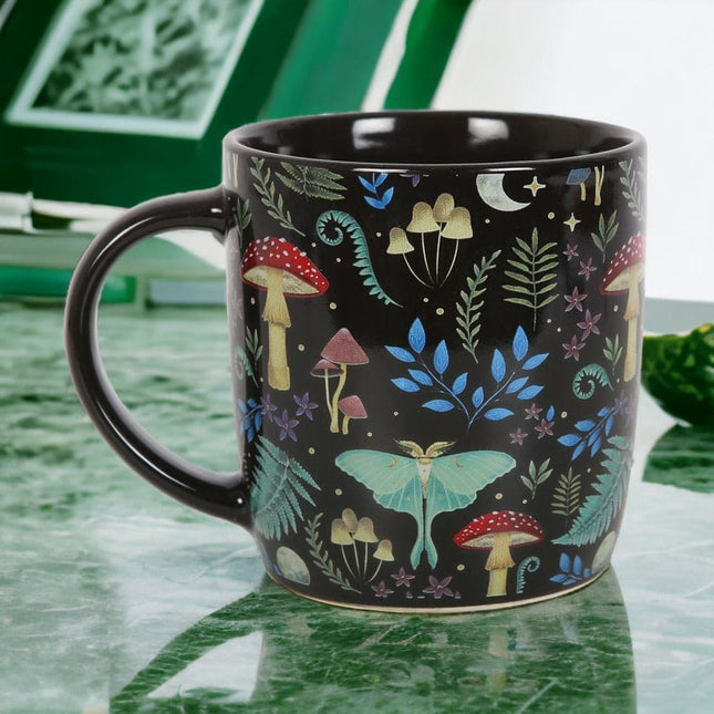 Dark Forest Print Mystical Mushroom Mug - Mugs and Cups by Spirit of equinox