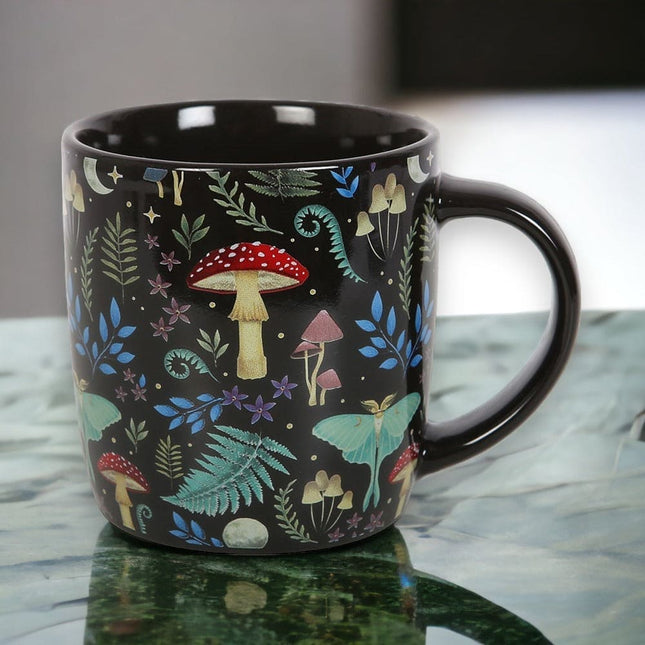 Dark Forest Print Mystical Mushroom Mug - Mugs and Cups by Spirit of equinox