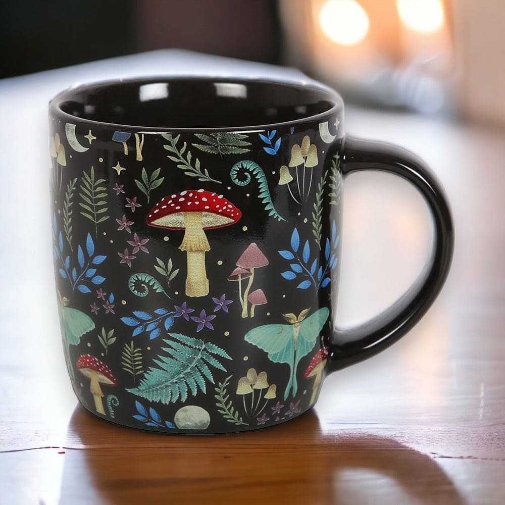 Dark Forest Print Mystical Mushroom Mug - Mugs and Cups by Spirit of equinox