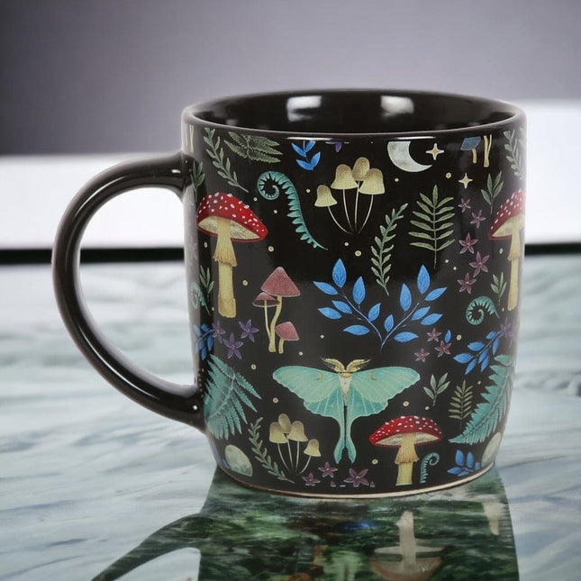 Dark Forest Print Mystical Mushroom Mug - Mugs and Cups by Spirit of equinox