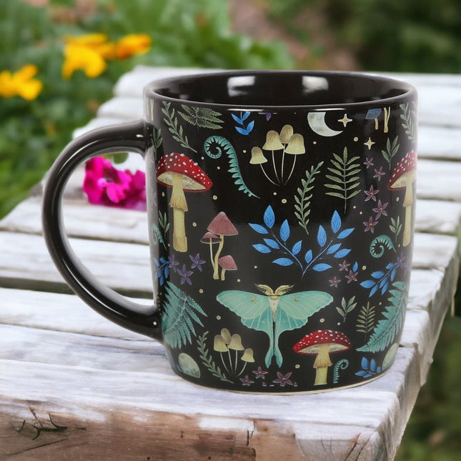 Dark Forest Print Mystical Mushroom Mug - Mugs and Cups by Spirit of equinox