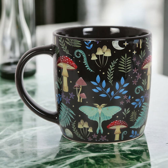 Dark Forest Print Mystical Mushroom Mug - Mugs and Cups by Spirit of equinox