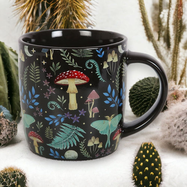 Dark Forest Print Mystical Mushroom Mug - Mugs and Cups by Spirit of equinox