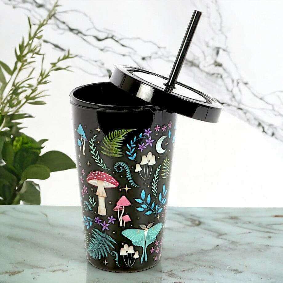 Dark Forest Print Plastic Tumbler with Straw for Drinks by Spirit of equinox