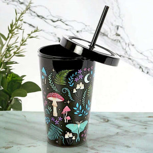 The Fashion Gift Shop: Dark Forest Print Plastic Tumbler with Straw for Drinks by Spirit of equinox, Travel Mug
