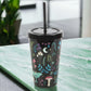 Dark Forest Print Plastic Tumbler with Straw - Travel Mug by Spirit of equinox