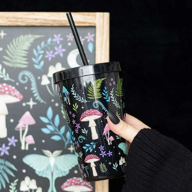 The Fashion Gift Shop: Dark Forest Print Plastic Tumbler with Straw for Drinks by Spirit of equinox, Travel Mug