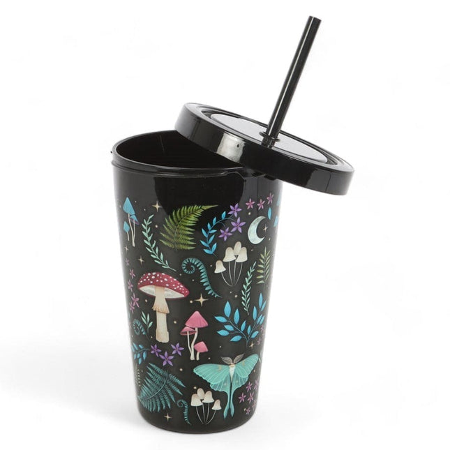 Dark Forest Print Plastic Tumbler with Straw - Travel Mug by Spirit of equinox