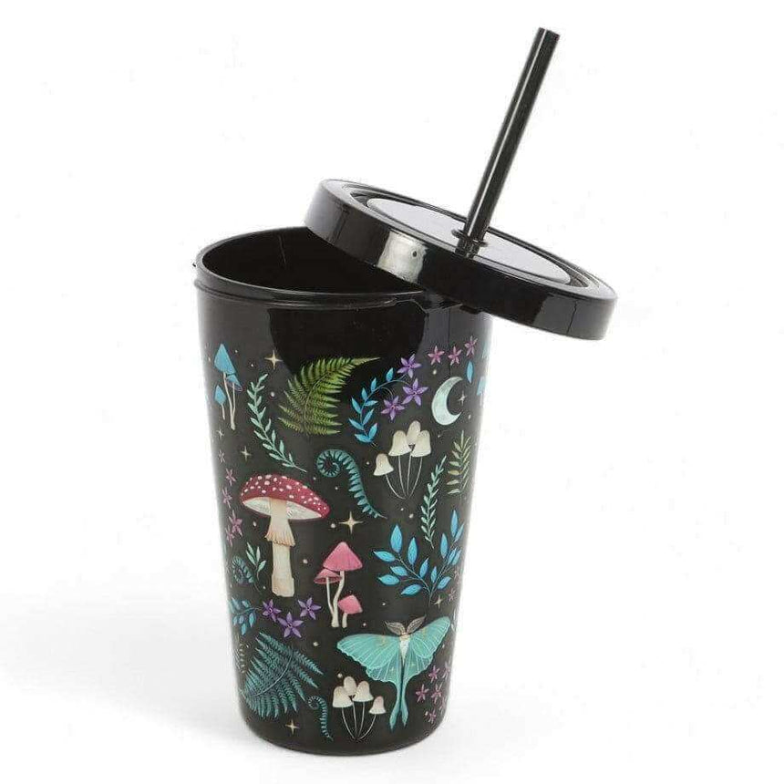 The Fashion Gift Shop: Dark Forest Print Plastic Tumbler with Straw for Drinks by Spirit of equinox, Travel Mug