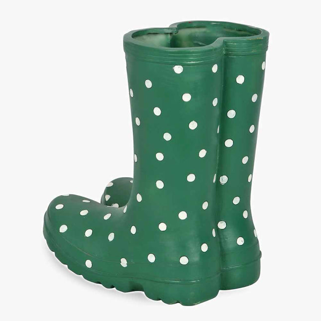 Dark Green Polka Dot Welly Boots Flower Pots - Pots and Planters by Spirit of equinox