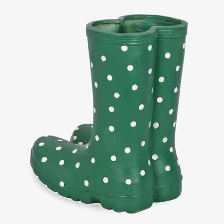 The Fashion Gift Shop: Dark Green Polka Dot Welly Boots Flower Pots by Jones Home & Gifts, Pots and Planters