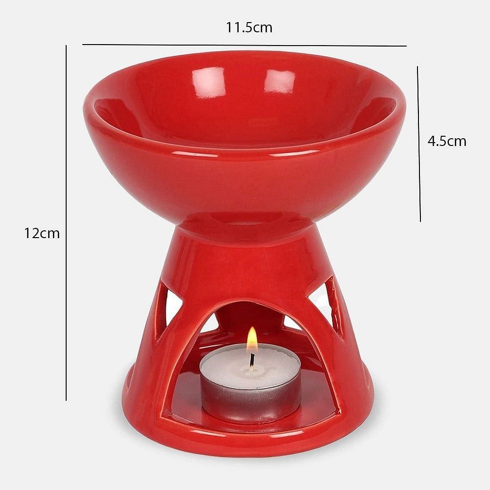 Deep Bowl Red Wax Melt Warmer, Oil Burner - Oil Burner & Wax Melters by Jones Home & Gifts