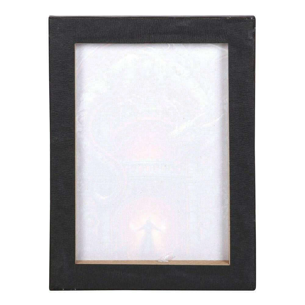 Wall art canvas plaque with dark frame and blank white insert