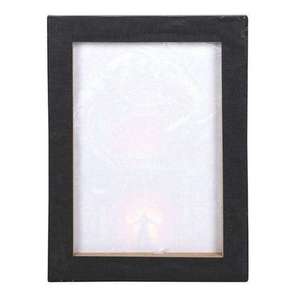 Wall art canvas plaque with dark frame and blank white insert