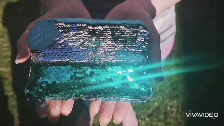 Reversible Sequins Mermaid Coin Purse with a Zip Closure