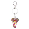 Elephant Keyring Mosaic Bag Charm Multi Coloured Metal Keychain - Red
