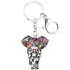 Elephant Keyring Mosaic Bag Charm Multi Coloured Metal Keychain - Black